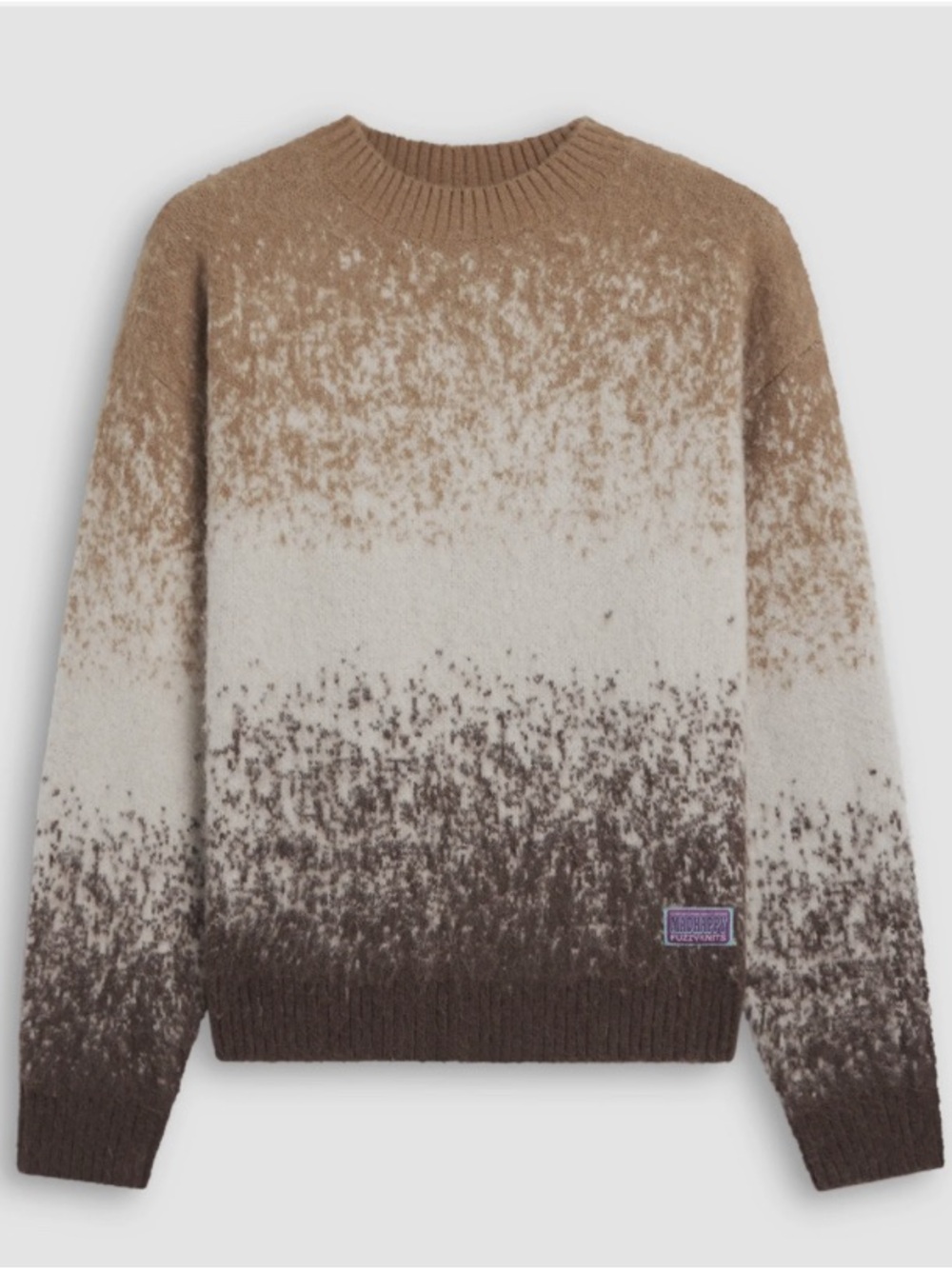 MADHAPPY UNISEX FUZZY KNIT GRADIENT CREWNECK SWEATER Small